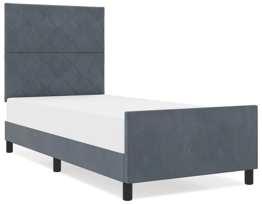 Estrutura de Cama de Veludo Cinza Escuro vidaXL 90x200 cm