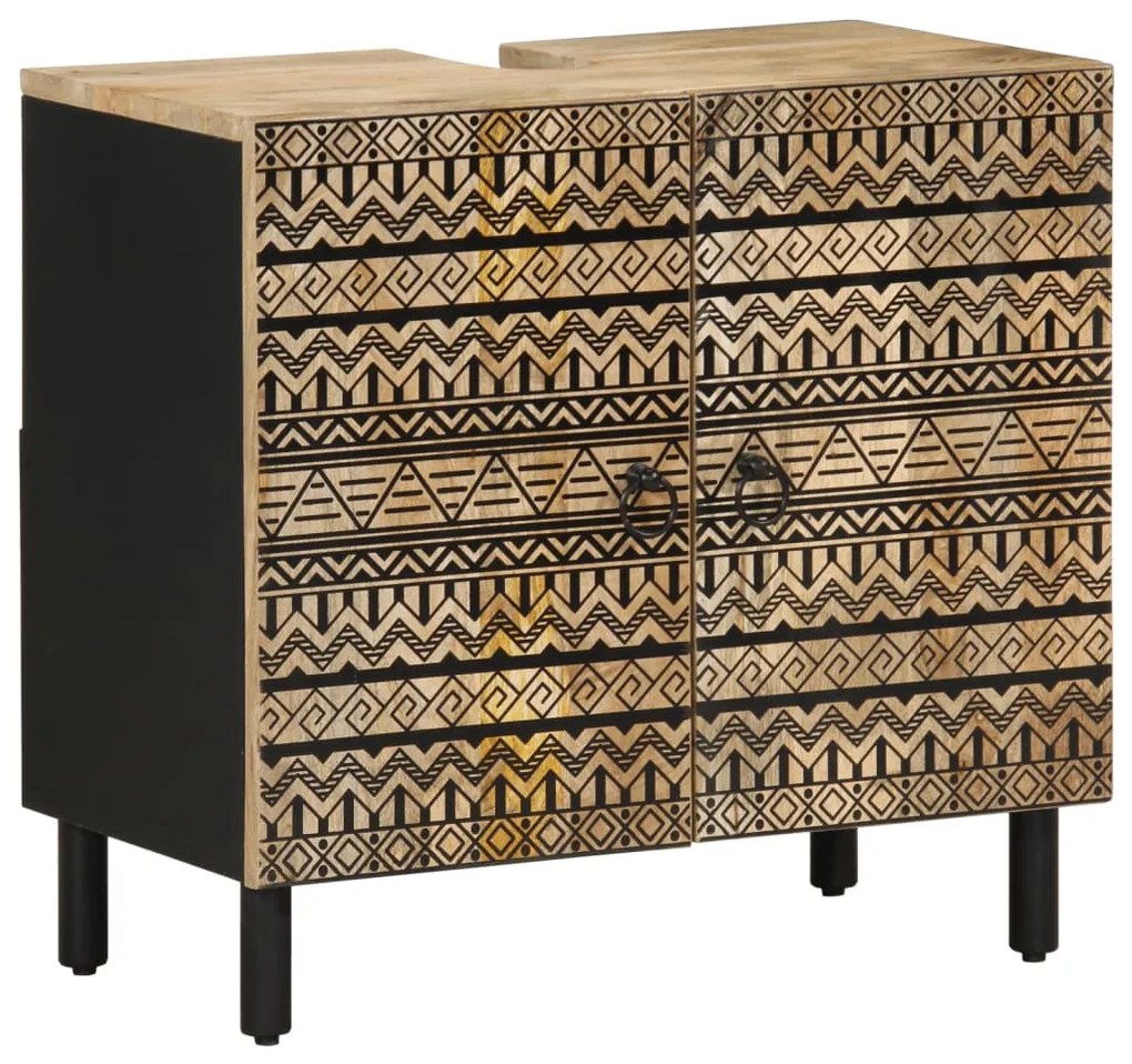 vidaXL Armário para lavatório 62x33x58 cm mangueira maciça preto