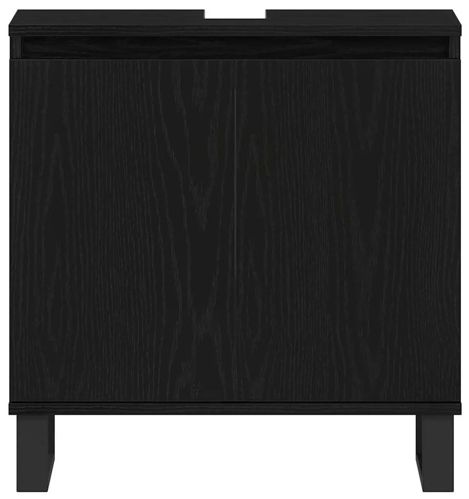 Gabinete de Lavabo vidaXL Preto Carvalho 58x33x60 cm Madeira Engenhari