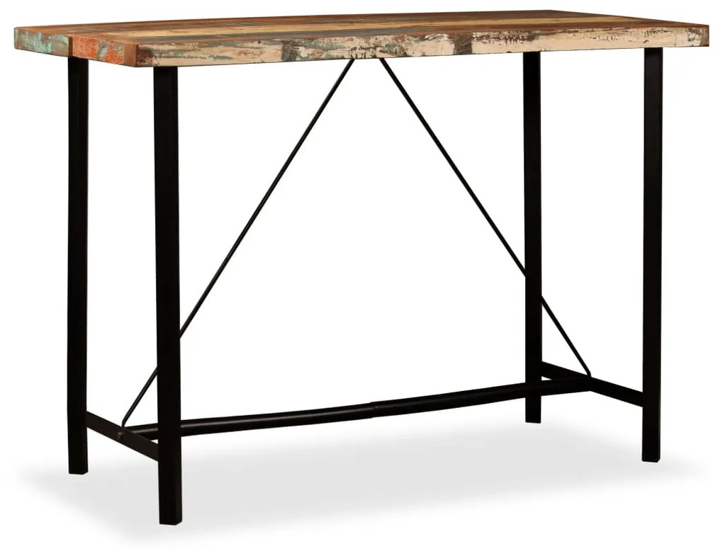 Mesa de bar em madeira reciclada maciça 150x70x107 cm