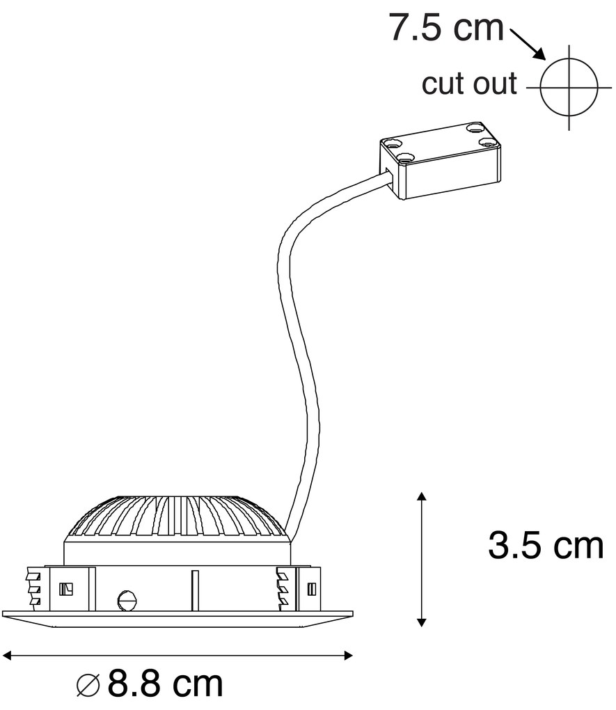 Conjunto de 3 focos embutidos em aço com LED IP44 - Relax LED Moderno