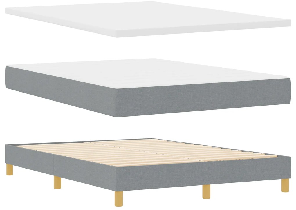 Cama Box Spring com Colchão Cinza Claro 140x200 cm Tecido