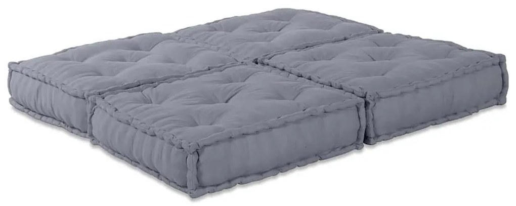 Sofá Pouf Modular para 2 Pessoas que se Transforma em Tecido Cinza