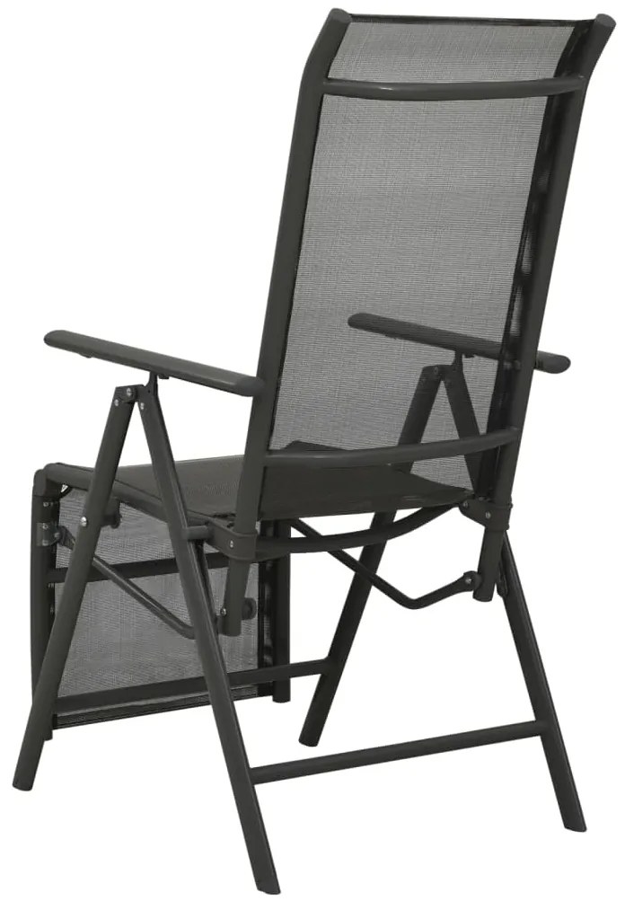 Cadeiras de jardim reclináveis 2 pcs textilene e alumínio preto