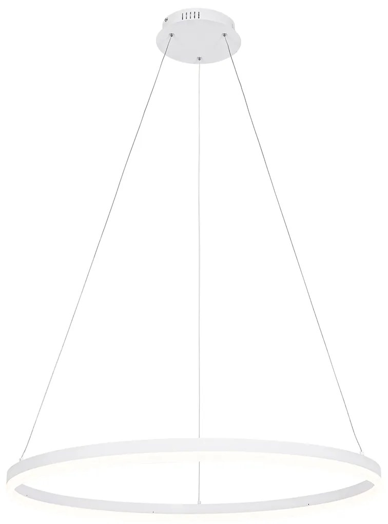 Candeeiro suspenso design branco 80 cm incl. LED regulável em 3 níveis - Anello Moderno