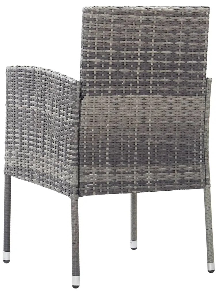 Cadeiras jardim c/ almofadões cinza escuro 2 pcs vime PE cinza