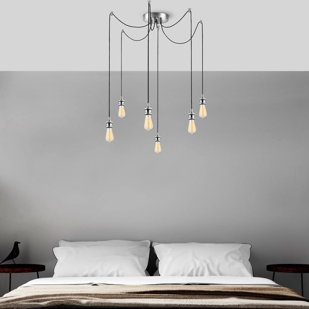 Candeeiro Chandelier Kabluni – Cromado – 126 cm diâmetro, 102 cm altur