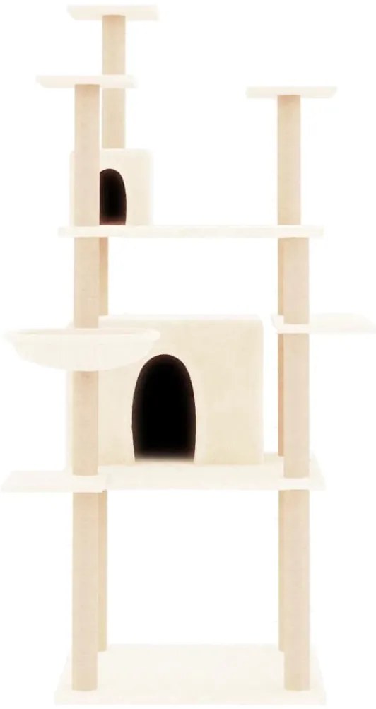 Árvore para gatos c/ postes arranhadores sisal 166 cm cor creme