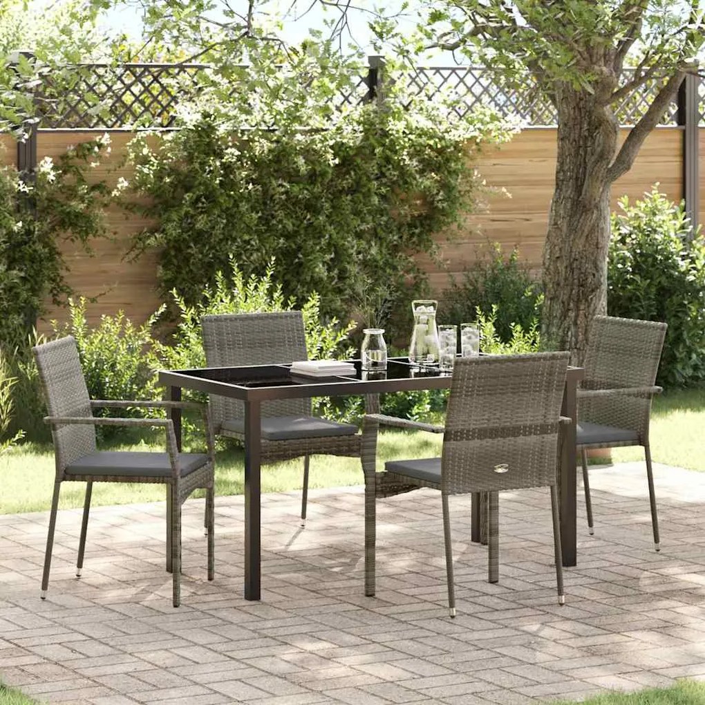 vidaXL Conjunto de 4 Cadeiras de Jardim 5 pcs Cinzeto 140 x 70 x 73 cm