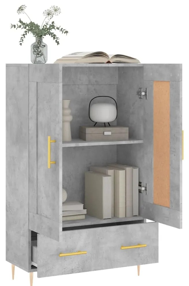 Aparador alto 69,5x31x115 cm derivados de madeira cinza-cimento