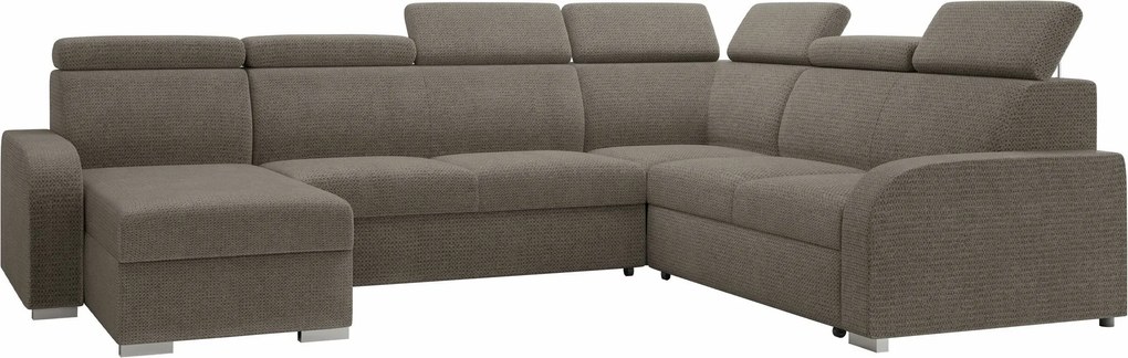 Sofá de canto Etrcala 110, Cama com arrumação, 315x250x85cm, 214.5 kg, Pernas: Plástico, Madeira