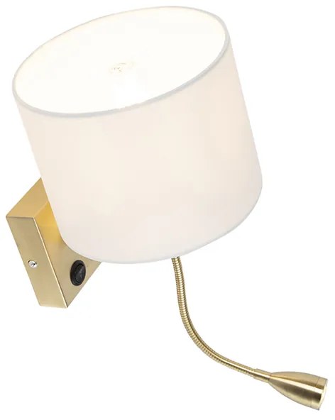 Candeeiro de parede inteligente dourado com abajur branco incl. Wi-Fi A60 - Brescia Art Deco,Moderno