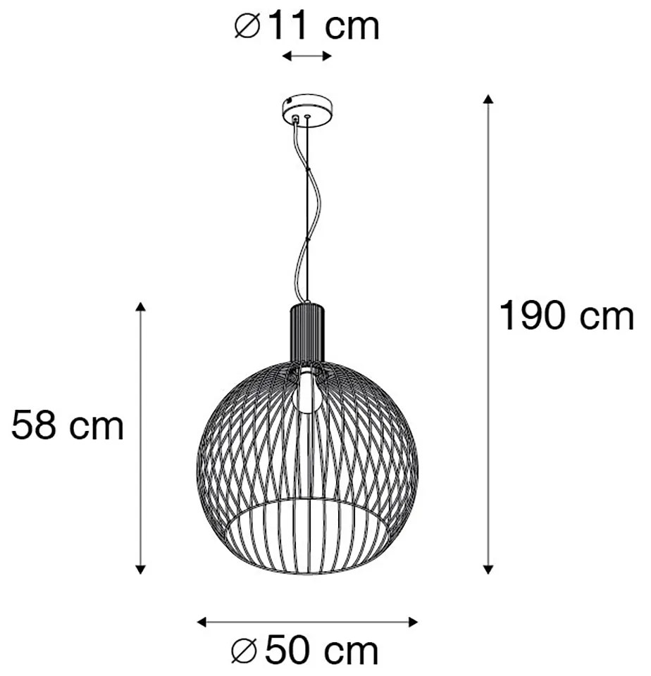 LED Candeeiro de suspensão redondo inteligente preto 50 cm com Wi-Fi G95 - Dos Moderno
