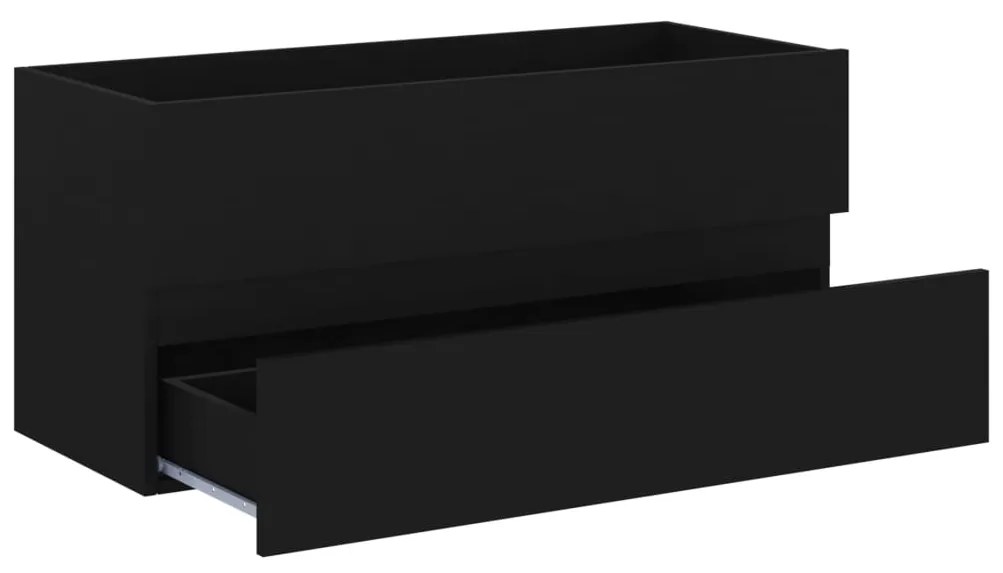 Armário de lavatório 100x38,5x45 cm derivados de madeira preto