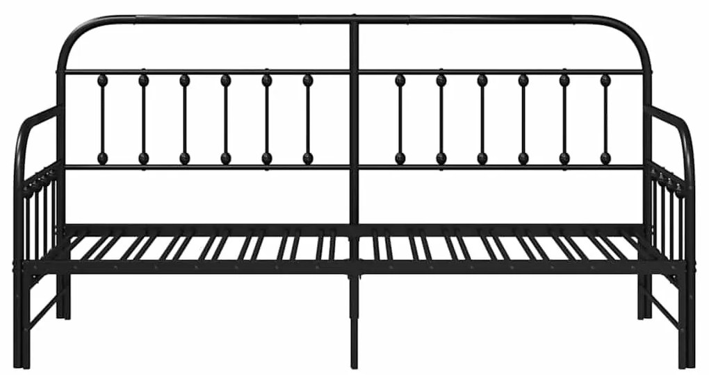 Estrutura de Cama Daybed com Cama de Rodízio Preta 80x200 cm Aço