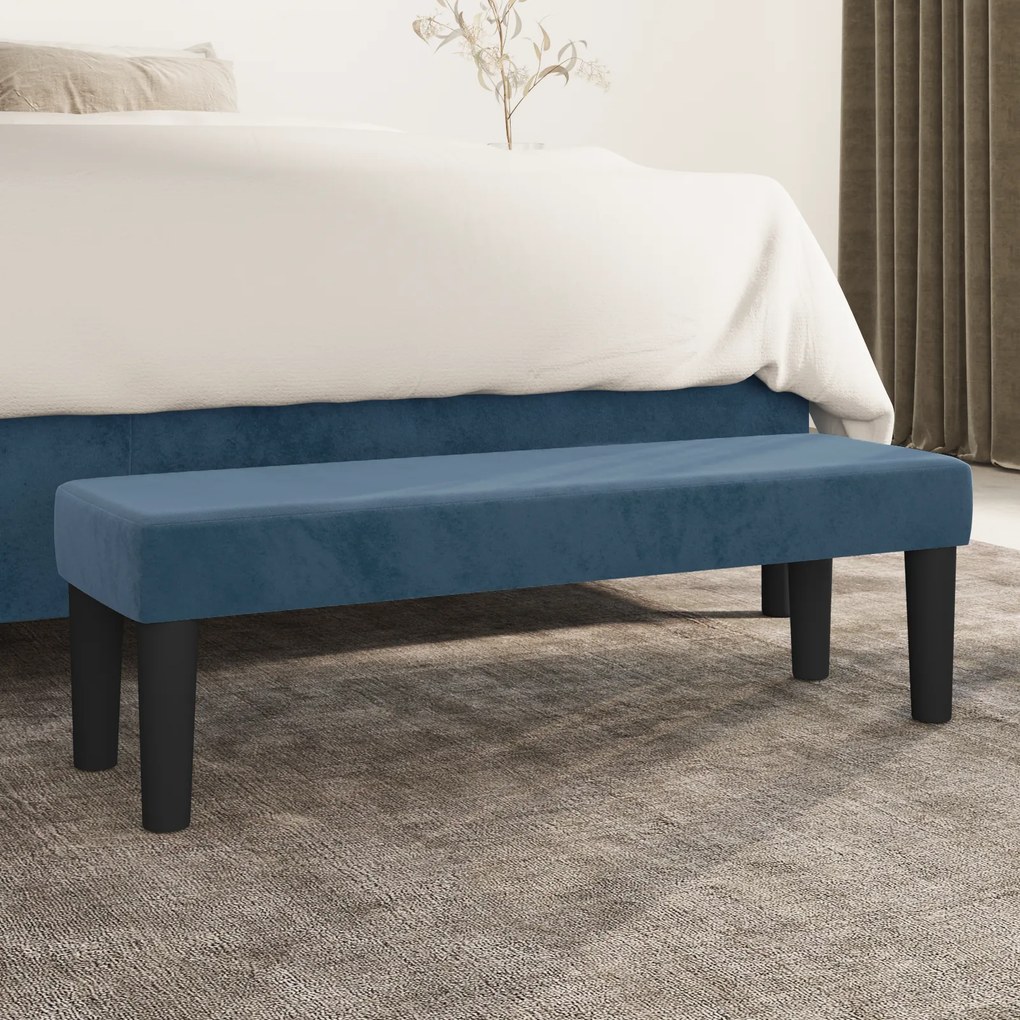 Banco vidaXL Cinza Claro 70x30x30 cm de Veludo Azul Escuro Madeira, Te