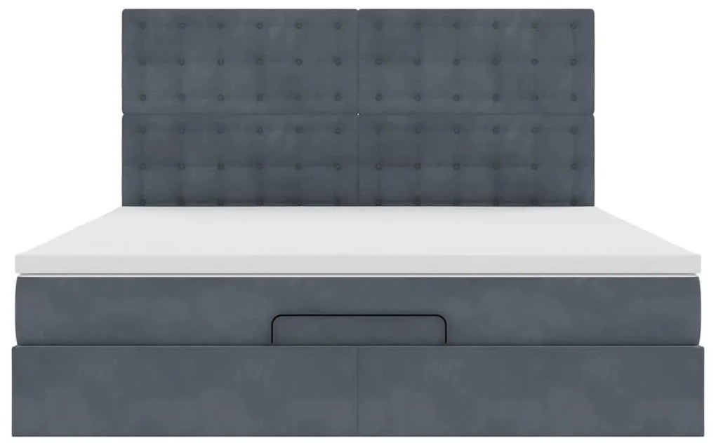 Estrutura cama otomana colchões 180x200 cm cinzento escuro
