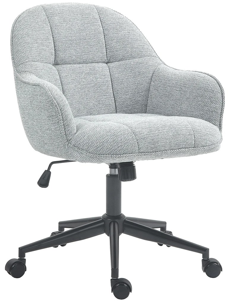 HOMCOM Cadeira de Escritório Encosto Assento Acolchoado Altura Ajustável Giratório 360° Base Preta Revestimento Tecido Cinza | Aosom Portugal