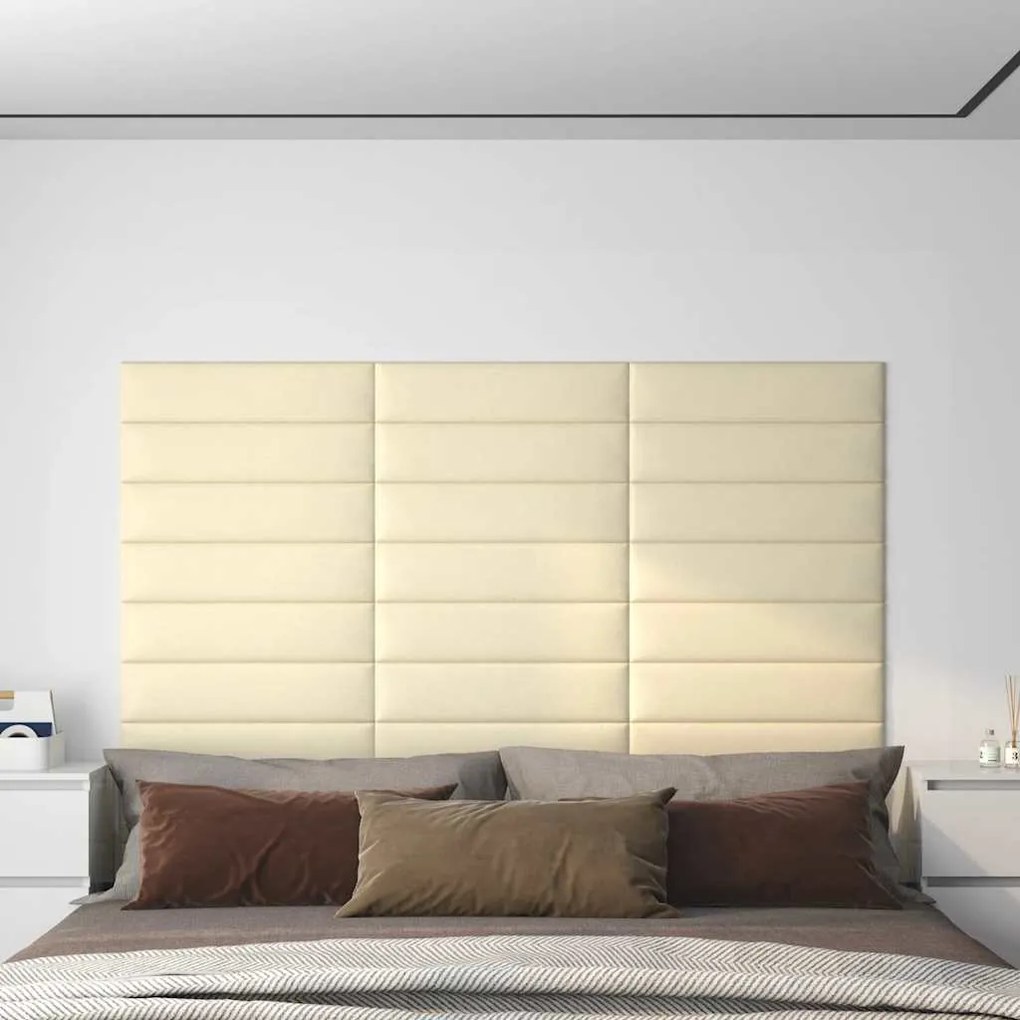 vidaXL Painel parede 12pcs 60x15 cm couro artificial 1,08 m² cor creme