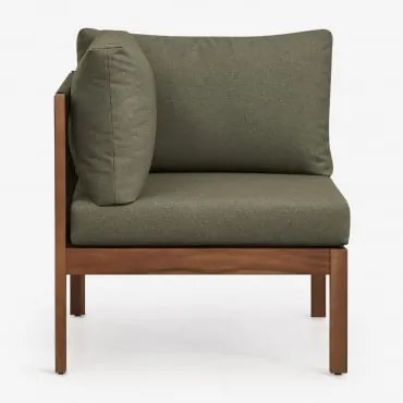 Módulo De Canto Para Sofá Modular De Jardim Em Madeira De Acácia Branson Verde Oliva Intenso - Castanho Acacia Escuro - Sklum