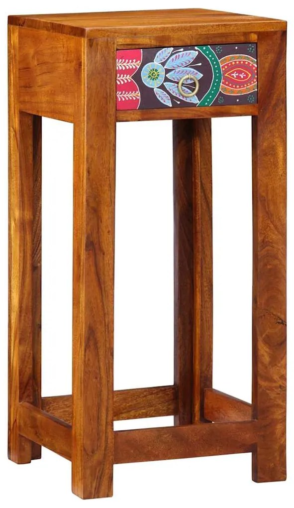 vidaXL Mesa de Apoio Floral com gaveta Castanho 35 x 35 x 75 cm