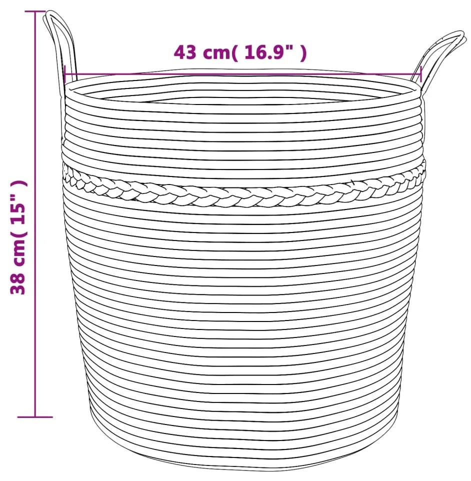 Cesto de arrumação Ø43x38 cm algodão bege e branco