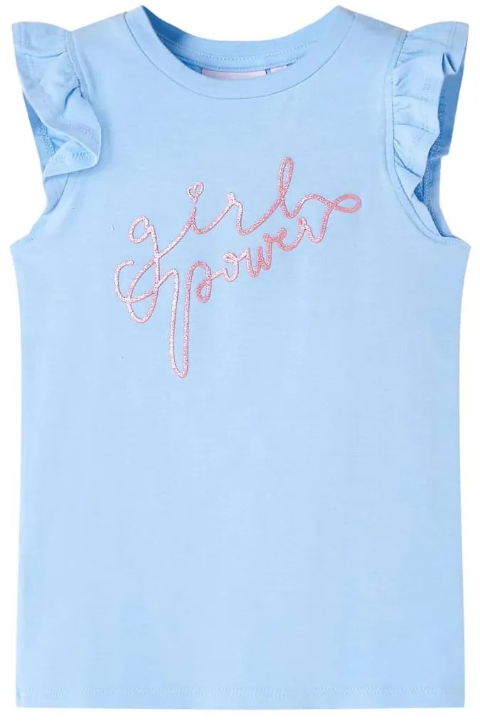 T-shirt para criança manga com folhos azul-claro 104