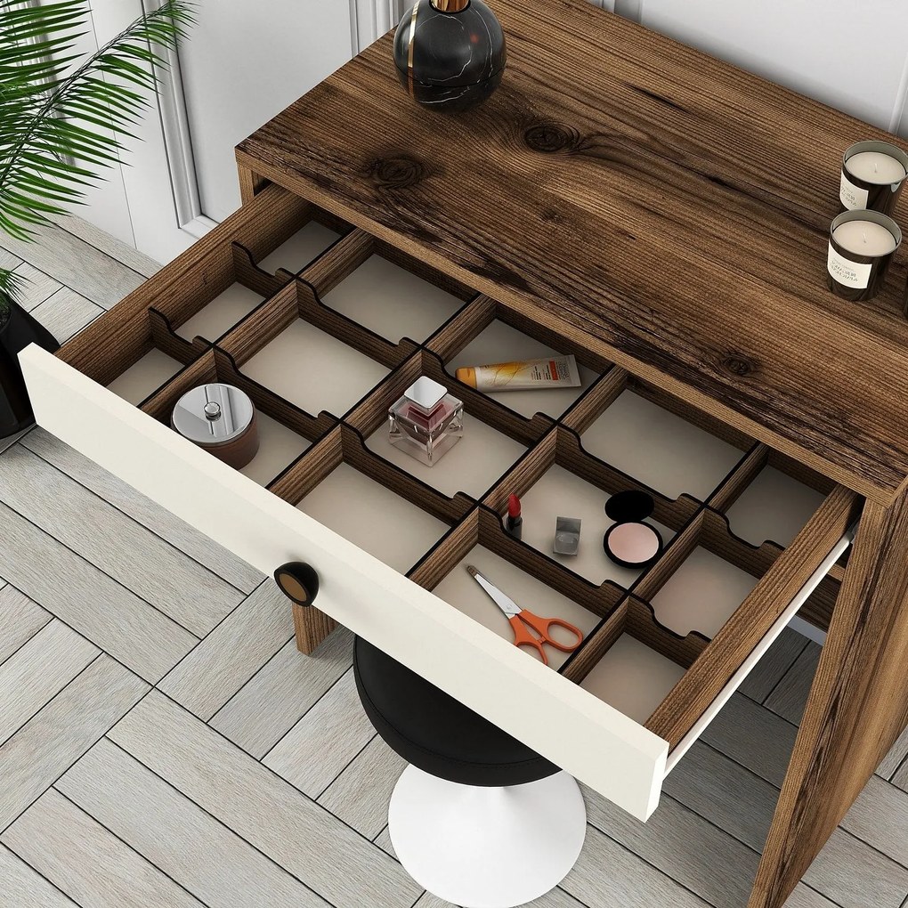 Mesa de Maquilhagem Lizbon – Walnut Cream – 70 cm x 40 cm x 84,7 cm