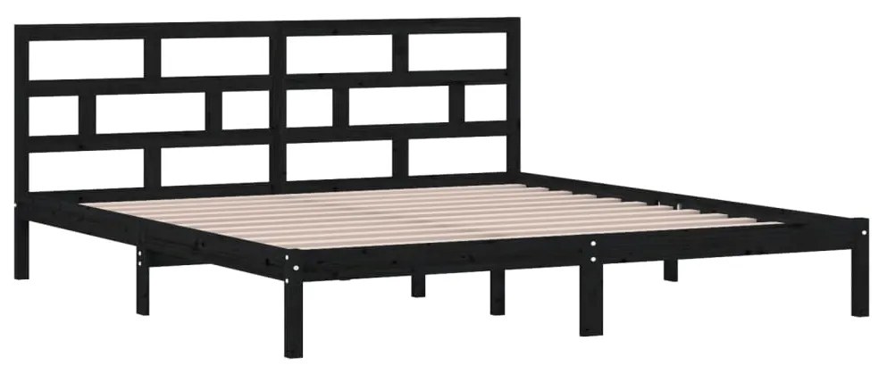 Estrutura de cama 140x190 cm madeira de pinho maciça preto