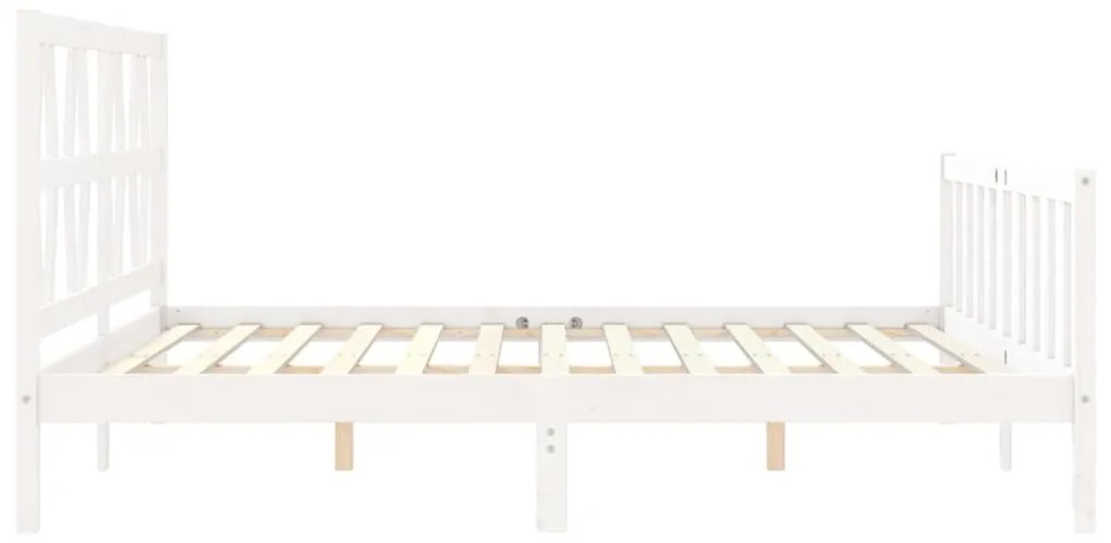 Cama sem colchão 200x200 cm madeira de pinho maciça branco