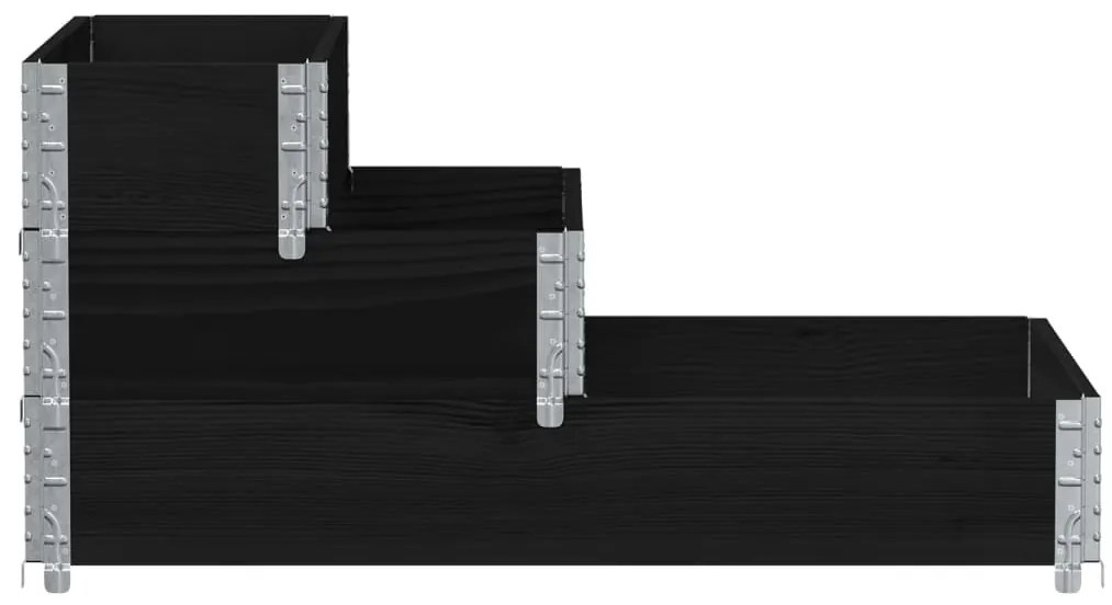 Canteiro elevado de 3 níveis 120x80 cm pinho maciço preto