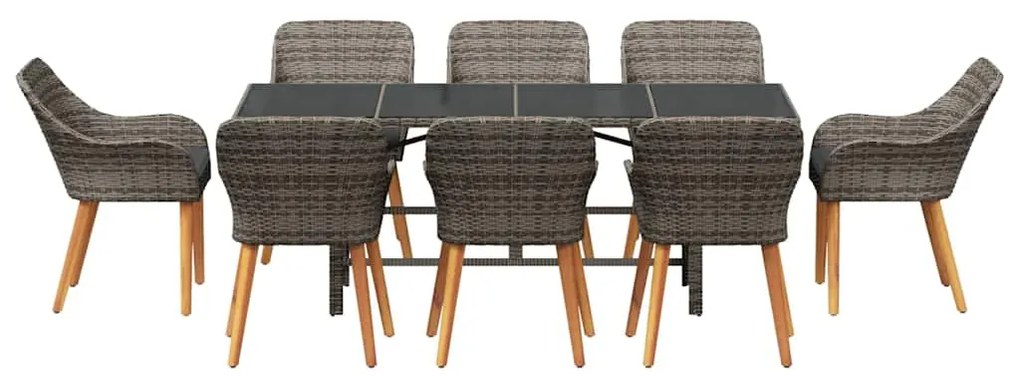 Conjunto de jantar de jardim com 9 peças em cinza