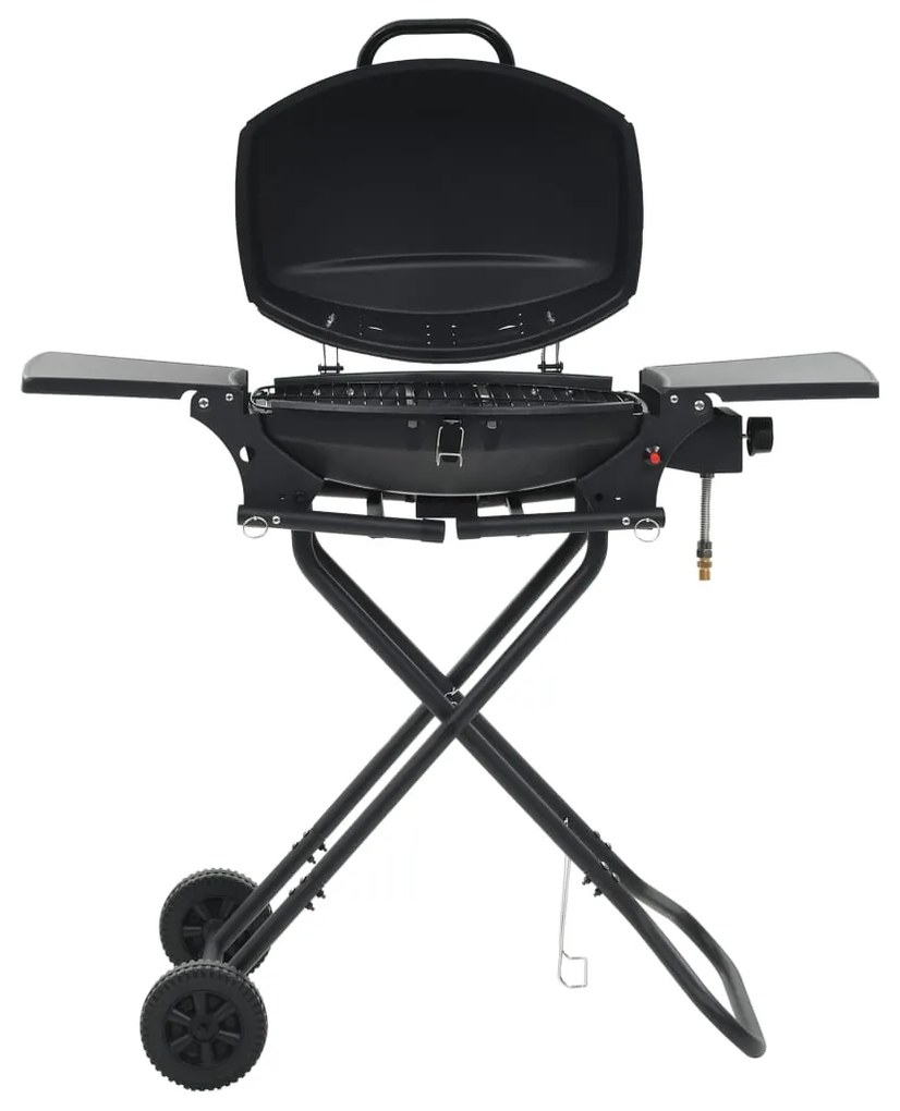 276151 vidaXL Grelhador/barbecue a gás portátil c/ zona cozinhar preto