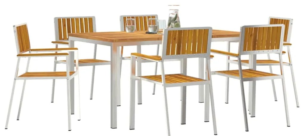 Conjunto de Jantar de Jardim vidaXL 7 Peças de Madeira Sólida de Acáci