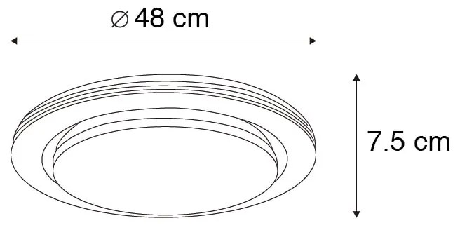 Candeeiro de teto inteligente branco 48 cm c/ LED e dimmer RGB - Jochem Moderno