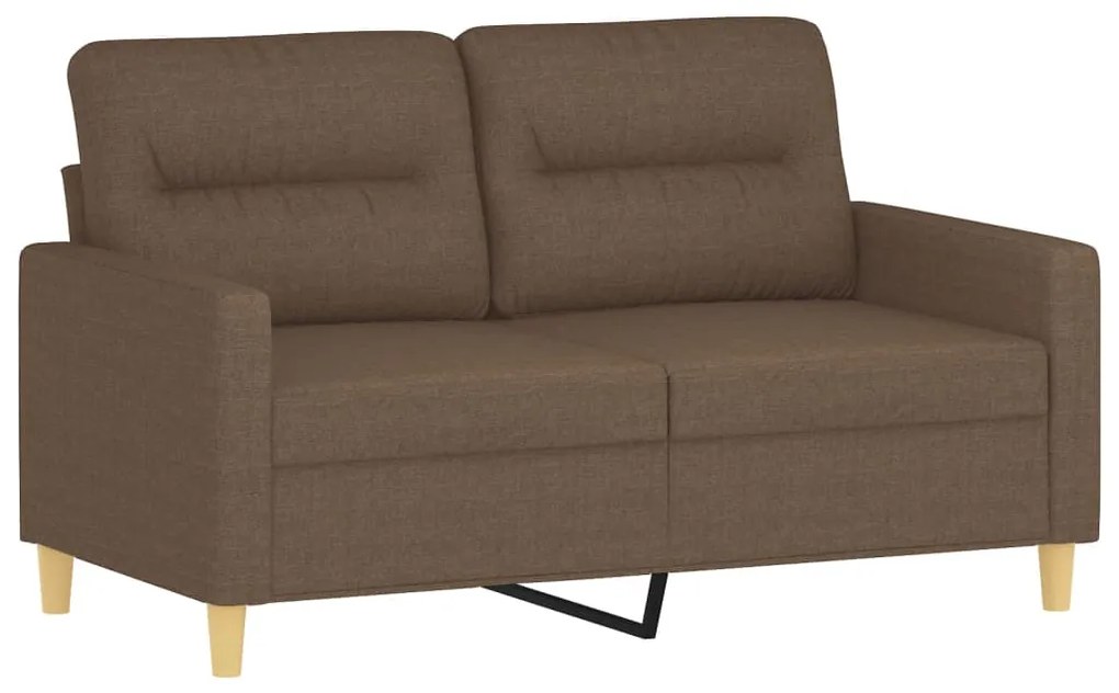 2 pcs conjunto de sofás com almofadas tecido castanho
