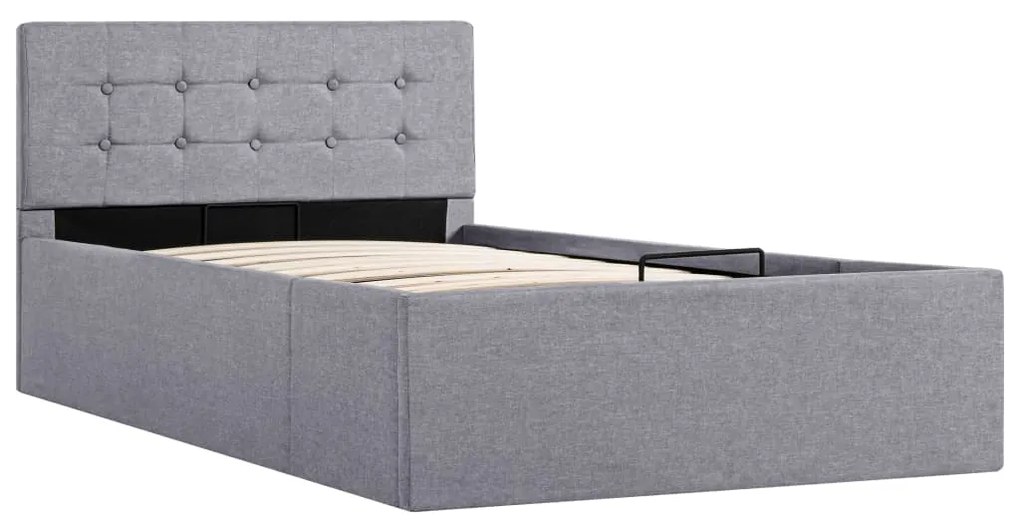 Cama hidráulica c/ arrumação 100x200cm tecido cinza-claro