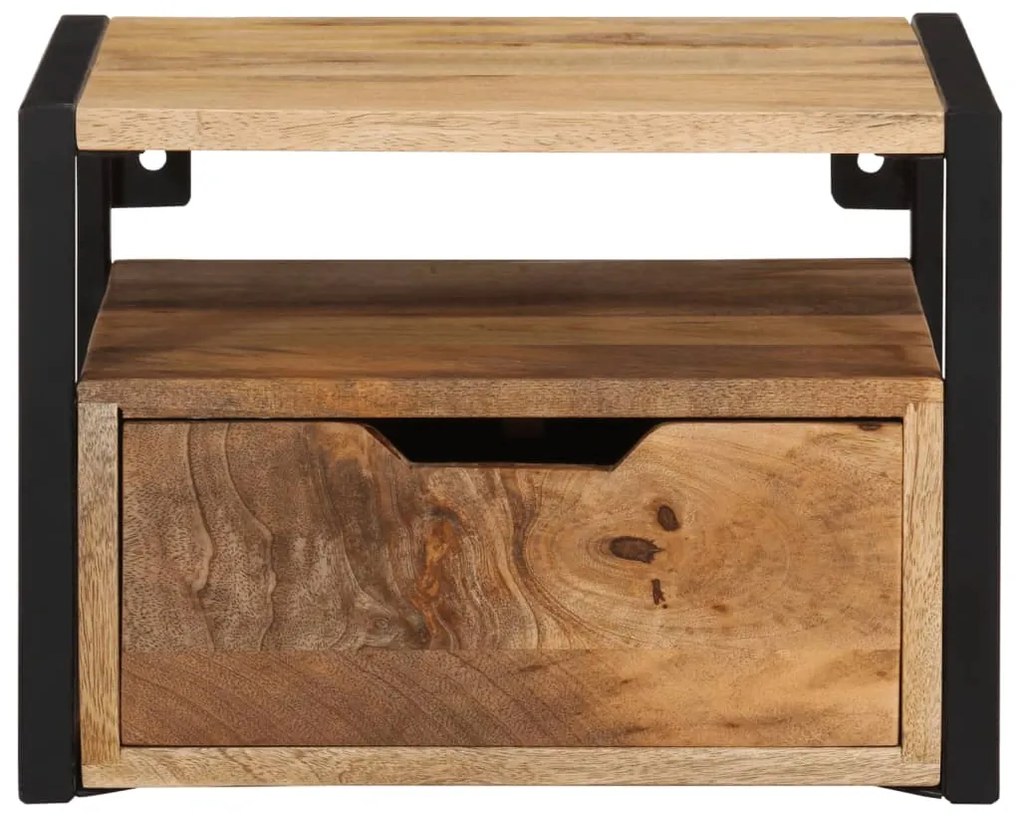 Mesa de cabeceira montagem na parede 35x35x25 cm madeira acácia