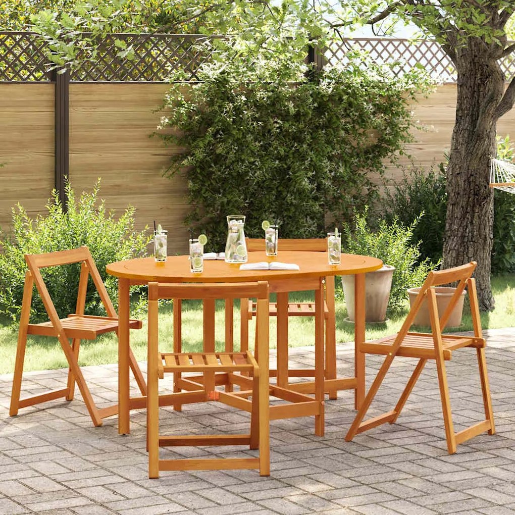 vidaXL Conjunto de Jantar Butterfly de 5 Peças - Madeira Maciça de Acácia Dobrável