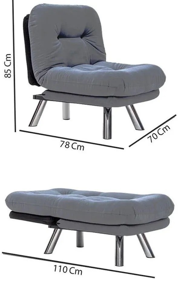 Sofá-Cama de 1 Lugar Misa – Verde Petróleo – 52x70x40 cm