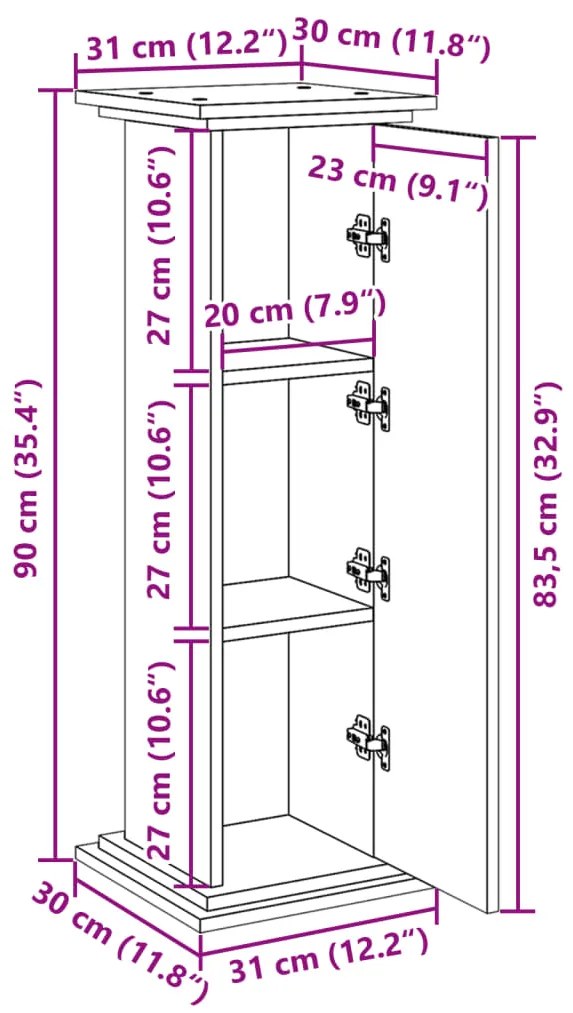 Suporte expositor c/ arrumação deriv. madeira cinzento cimento