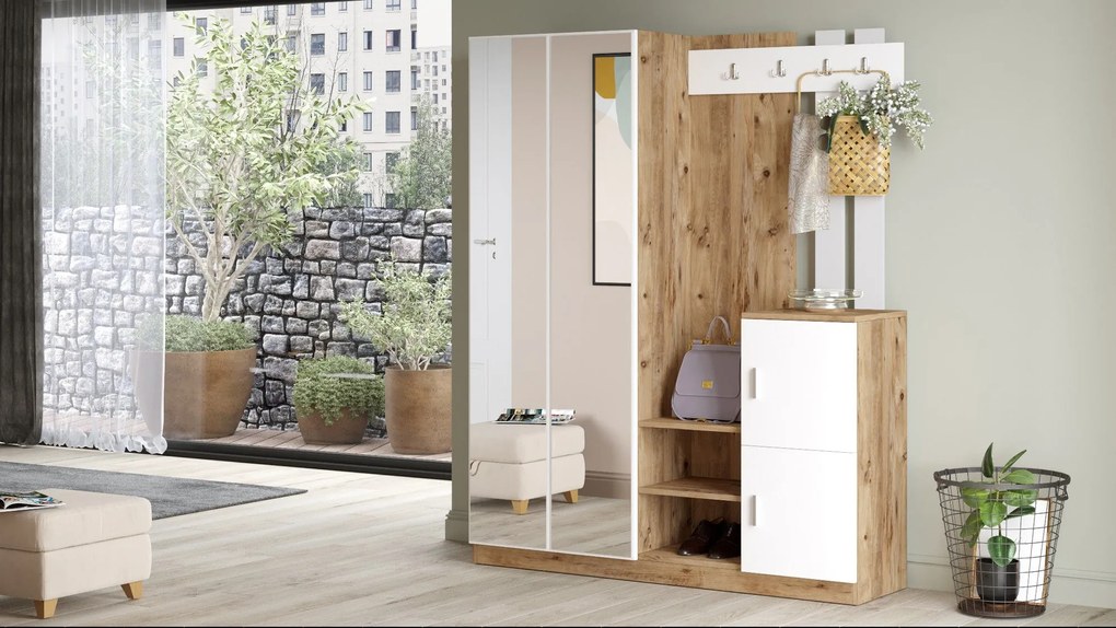 Hall Stand DD8 – Atlantic Pine White – 147,2x179,7x37,5 cm