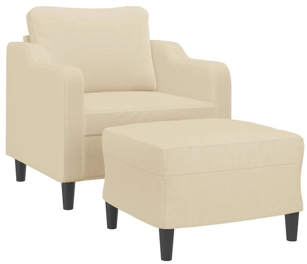 Poltrona com apoio de pés 60 cm tecido cor creme
