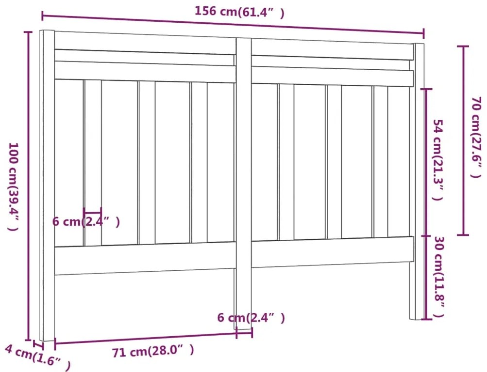 Cabeceira de cama 156x4x100 cm pinho maciço cinzento