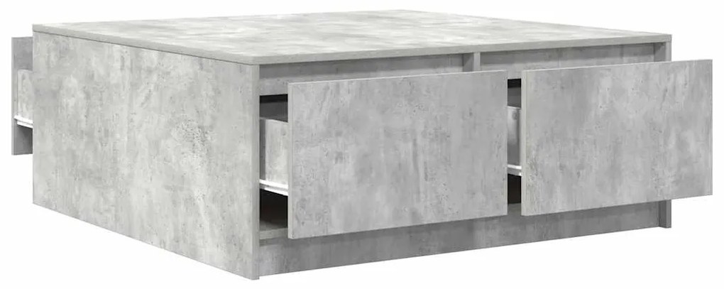 Mesa de centro com gavetas 100x100x40 cm cinzento-cimento