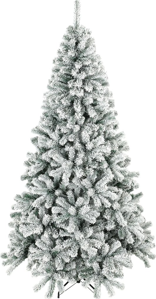 Árvore de Natal Nevada 180 cm com 650 Pontas em PVC Ignífugo Ramos Articulados Montagem Rápida Verde e Branco