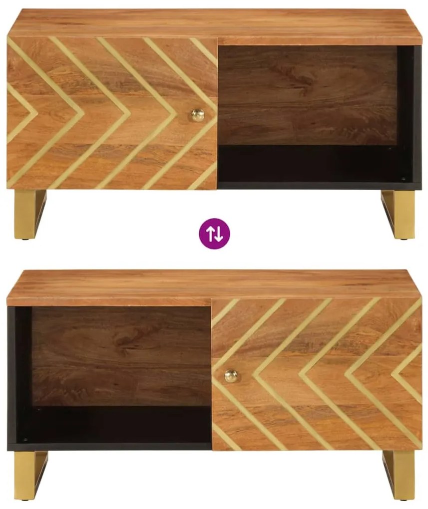 Mesa de centro 80x50x40 cm mangueira maciça castanho e preto
