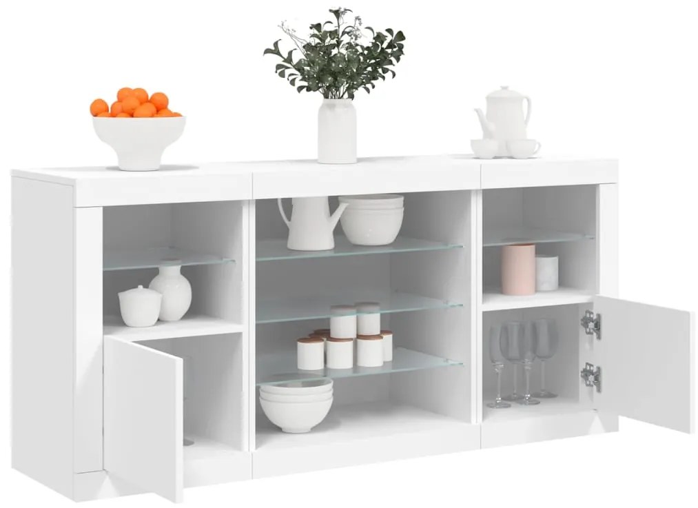 Aparador com luzes LED 142,5x37x67 cm branco