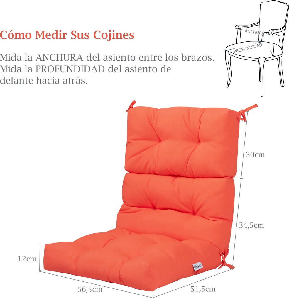 Almofada para Cadeira com Encosto Alto (CADEIRA NÃO INCLUIDA), 56,5 x 51,5 x 64,5 cm, Altura Ajustável, Laranja