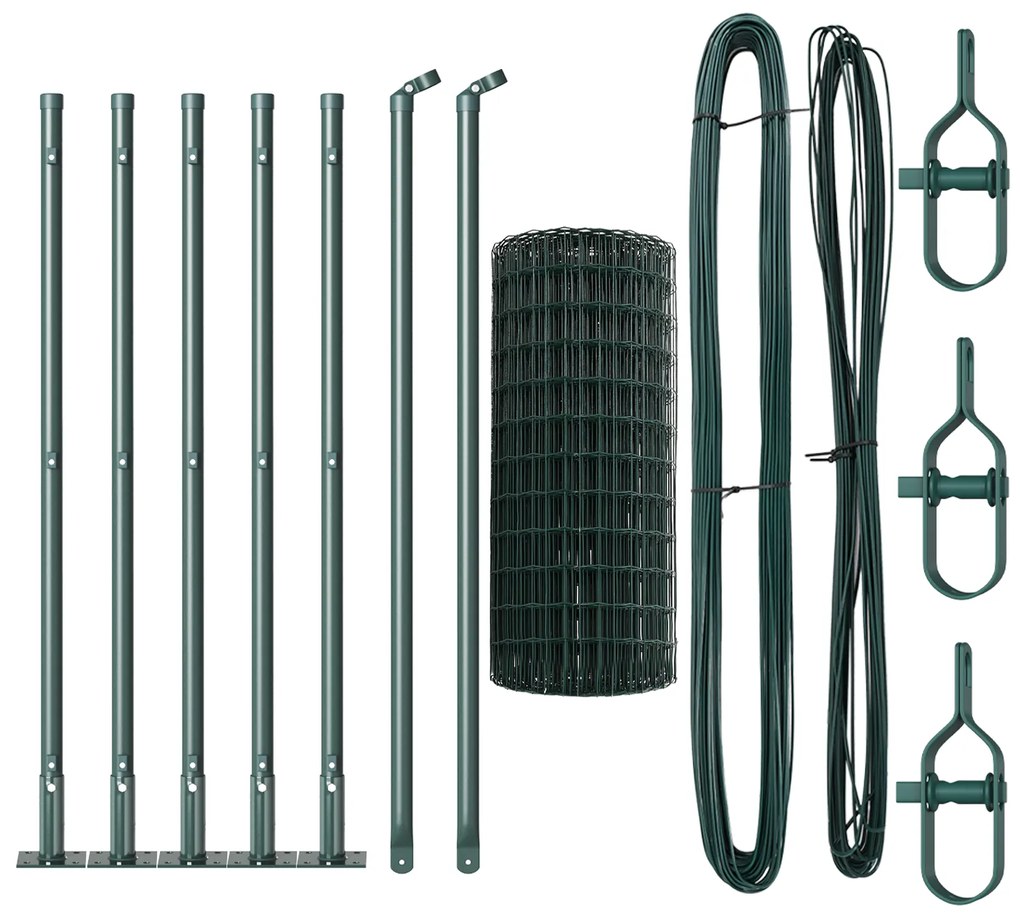 Cerca Euro com 7 Postes Flangeados 0.6x10 m Aço Galvanizado